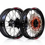 Supermoto wheel set KTM/Husqvarna 17x3.50 spindle 22mm/17x5.00 spindle 20mm black hub Enduro Expert SRS1717BKEE