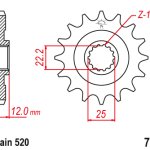 Front sprocket Gas Gas EC 200-450 99-19/ Rieju MR200-300 21-24 12 T JTF715.12 Enduro Expert 71512EE