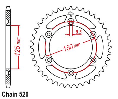 Rear sprocket Gas Gas 21-25/ KTM 93-25/ Husqvarna 14-25 48 T Enduro Expert ultra light steel JTR897.48 89748EE