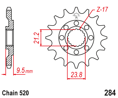 Front sprocket Honda CR 125/250/500 R / CRF 250/450 R / CRF 450 X 13 T JTF284.13SC Enduro Expert 28413EE