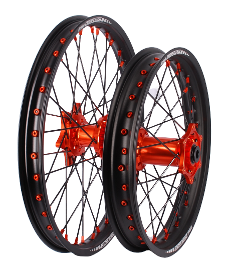 Enduro wheel set KTM/Husqvarna 21x1.60 ax 22mm / 18x2.15 ax 20mm orange hub Enduro Expert SRE2118OREE