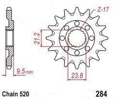 Front sprocket Honda CR 125/250/500 R / CRF 250/450 R / CRF 450 X 14 T JTF284.14SC Enduro Expert 28414EE