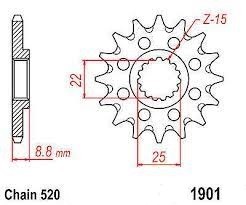 Front sprocket Beta 05-25/ Gas Gas 21-25/ KTM 93-25/ Husqvarna 14-25 11 T JTF1901.11 Enduro Expert 124811EE