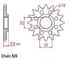 Front sprocket Beta 05-25/ Gas Gas 21-25/ KTM 93-25/ Husqvarna 14-25 14 T JTF1901.14 Enduro Expert 124814EE